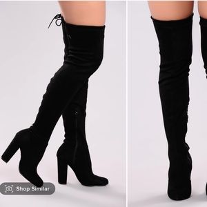 Pretty In Thigh High Boots - Black